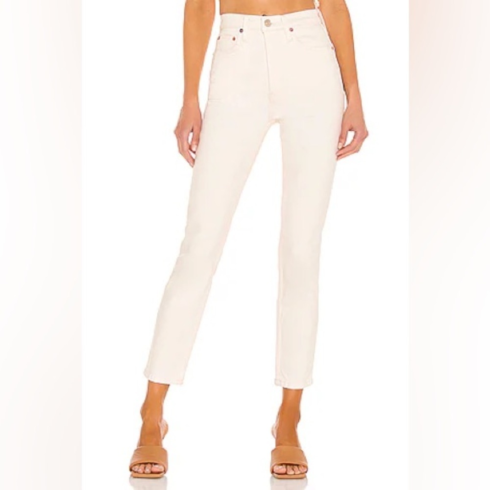Re/Done 90s High Rise Ankle Crop In Vintage White Jeans Size 28 REVOLVE